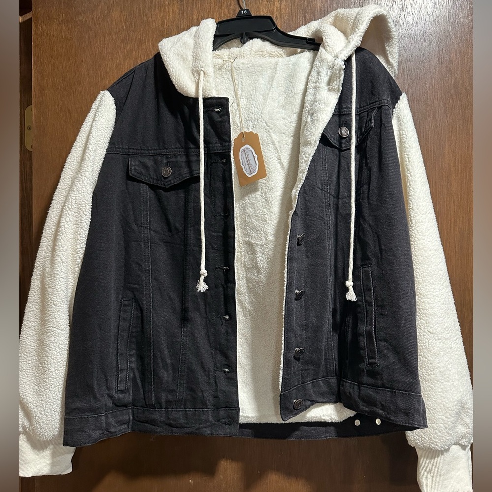 Black sherpa denim jacket